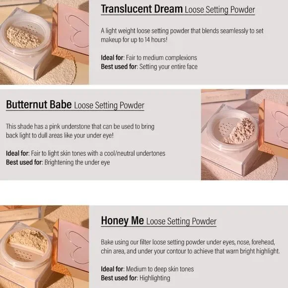 🦋 Beauty Creations Bye Filter Loose Setting Powder Butternut Babe New FullSz - Picture 6 of 6